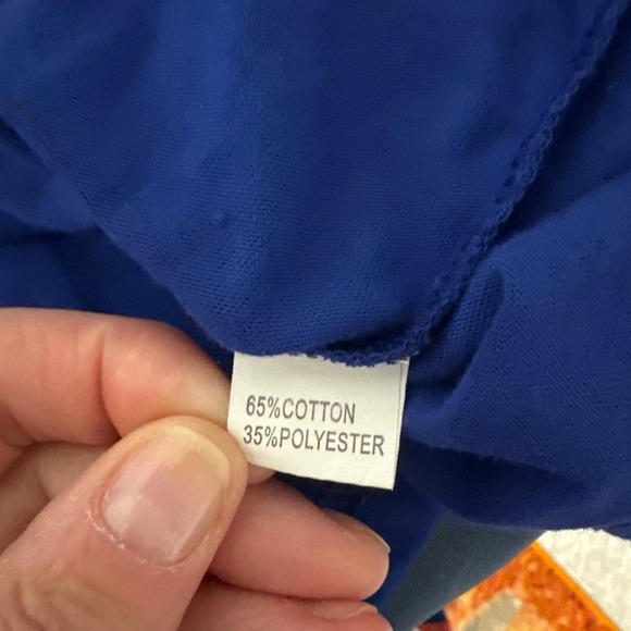 Royal Blue Long Sleeve Cut Out Crew Neck Tee Shirt Size XXL Pre-owned - Picture 4 of 9